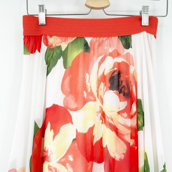NWT Akira Womens Resort Vacation Tropical Floral Elastic Waist Maxi Skirt Size L - Picture 2 of 8